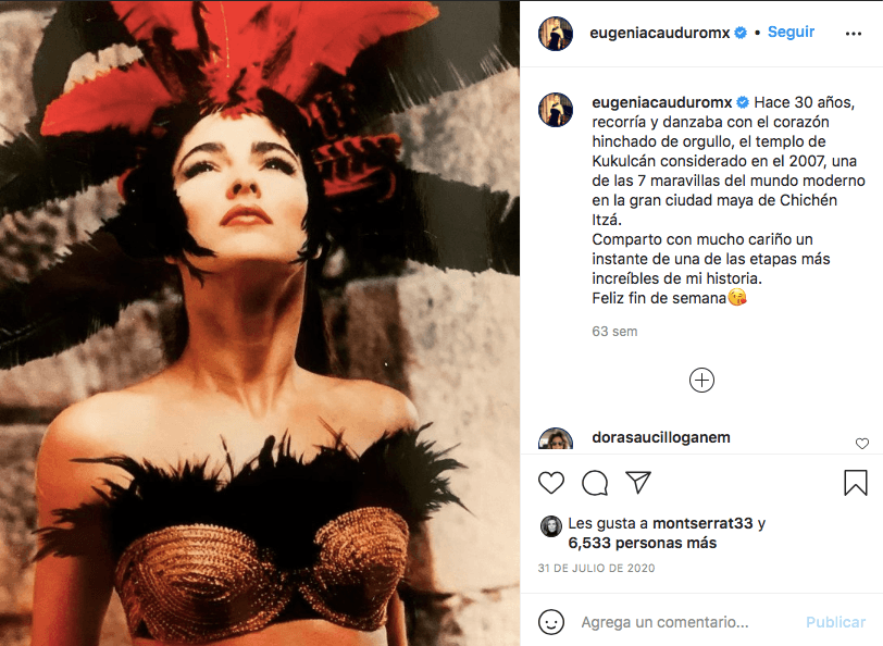 Estos breves videos sobre México, le permitieron a Eugenia no sólo portar asombrosos vestuarios, sino también conocer su país. Recuerdos que la actriz rememora en su Instagram.