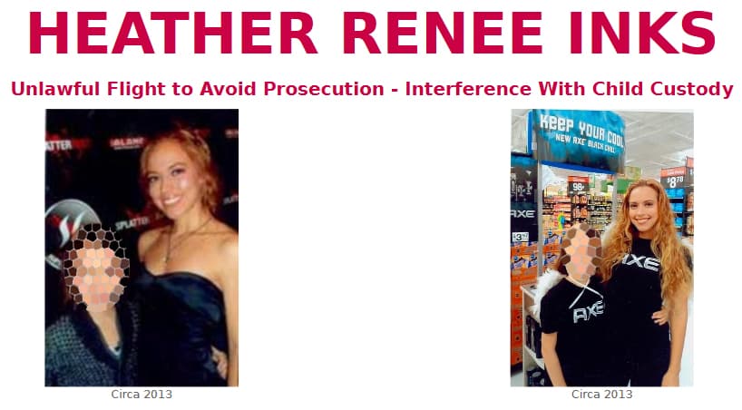 Secuestró a su hija e interferió en la custodia de la misma. Desde el 16 de junio del 2014 es buscada por las autoridades. Es actriz o trabaja como modelo.