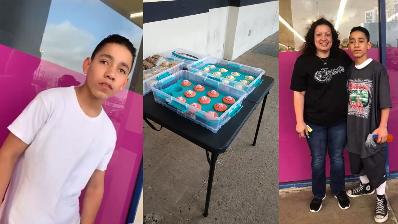 Las imágenes fueron captadas por un cliente y muestran a Elijah Cossio, de 14 años, afuera de una tienda en Houston vendiendo los postres que él mismo horneó. El joven indicó que decidió empezar su propio negocio para apoyar a su madre. “Ahora que mi mamá ya está mejor, yo tengo una pasión” agregó Cossio que ahora tiene como meta ir a la universidad y graduarse de ingeniero. Su madre dijo a Univision 45 que se siente muy orgullosa del menor.