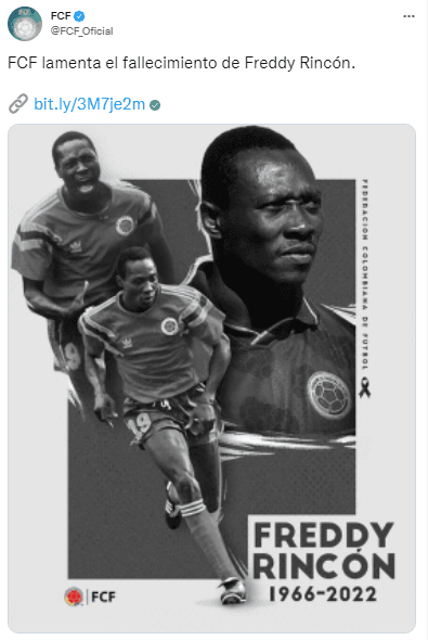 Equipos, futbolistas y exfutbolistas lamentan la muerte del colombiano Freddy Rincón.
