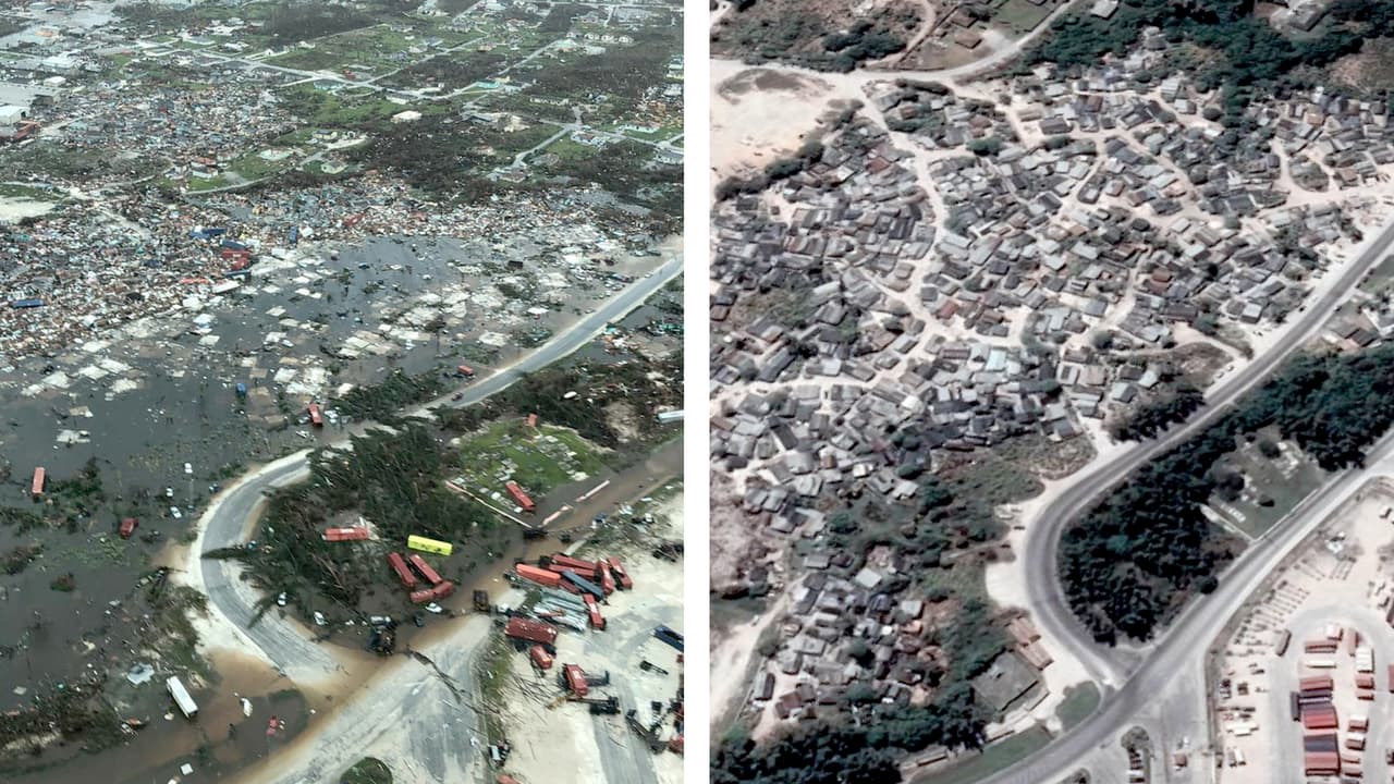 Fotografías interactivas: el antes y después del paso destructor del huracán Dorian por Las Bahamas