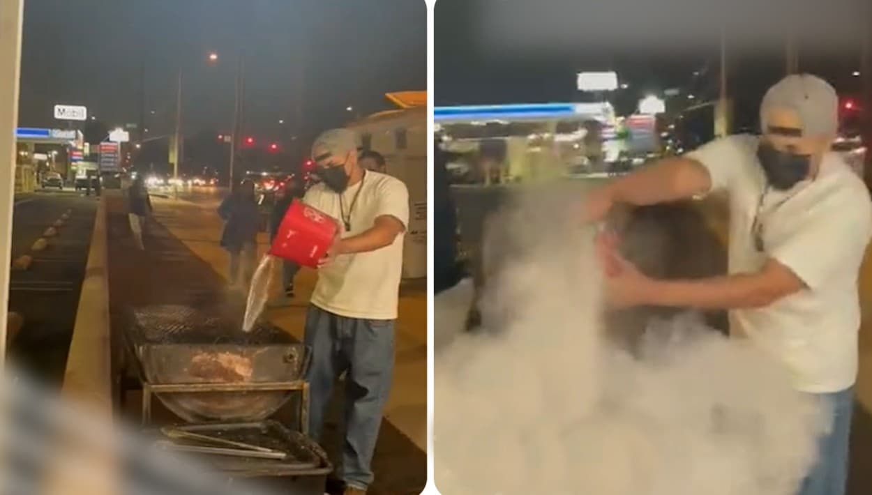 Vendedor ambulante usa extintor para 'apagar' Tacos La Güera en Los Ángeles: triunfa a medias y lo arrestan