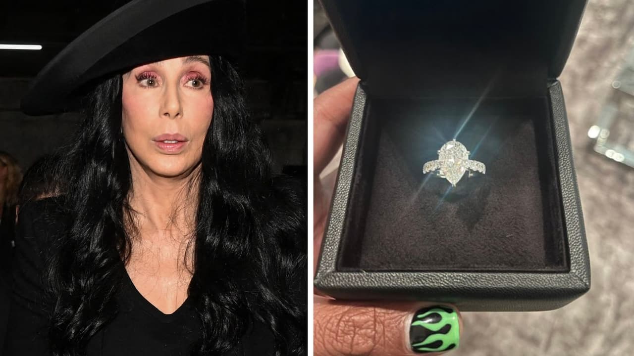 Cher desató rumores sobre compromiso con su novio 40 años menor que ella con imagen de un anillo de diamantes.