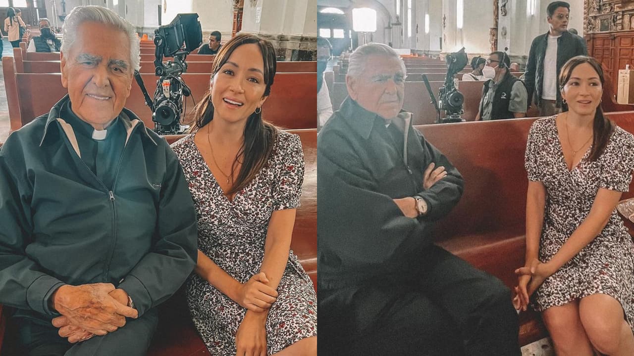 Laura Vignatti durante las grabaciones de 'Mi secreto' junto a Eric del Castillo en octubre de 2022.