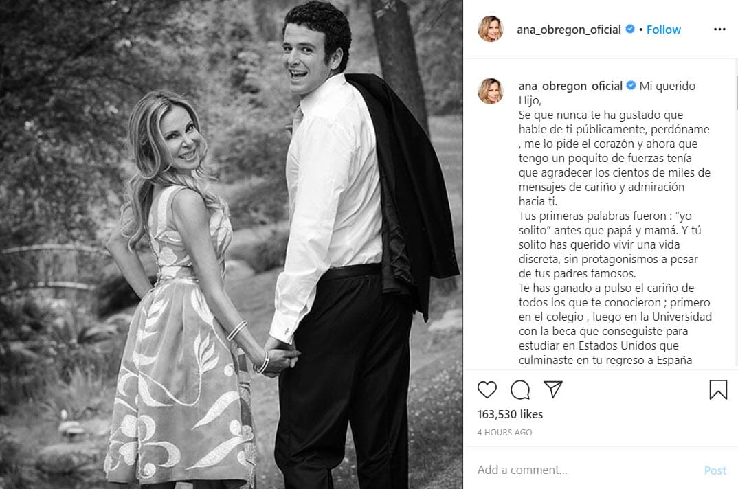 "Sé que nunca te ha gustado que hable de ti públicamente, perdóname, me lo pide el corazón y ahora que tengo un poquito de fuerzas tenía que agradecer los cientos de miles de mensajes de cariño y admiración hacia ti", se lee al inicio de la carta.
<br>