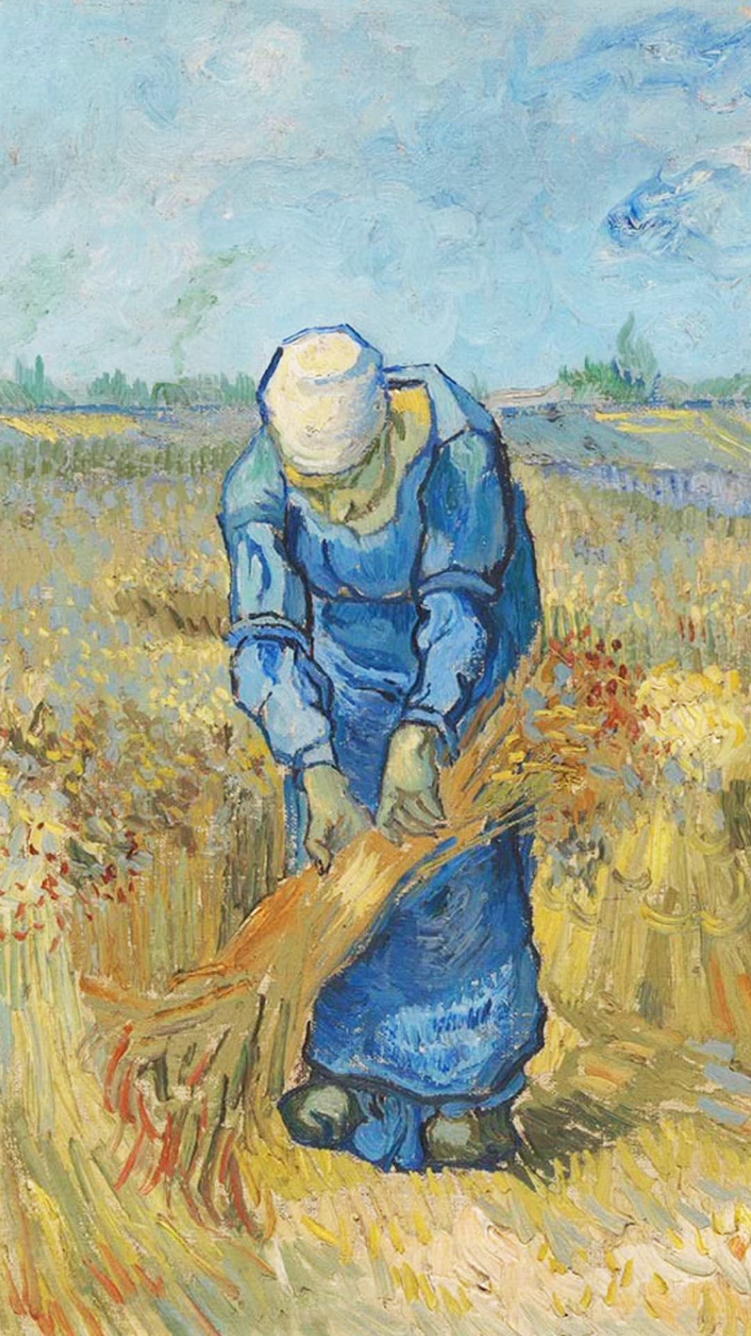 Título: 
<i>"</i>Peasant Woman Binding Sheaves (after Millet), año 1889. Óleo sobre lienzo y cartón. Propiedad del museo Van Gogh en Ámsterdam.