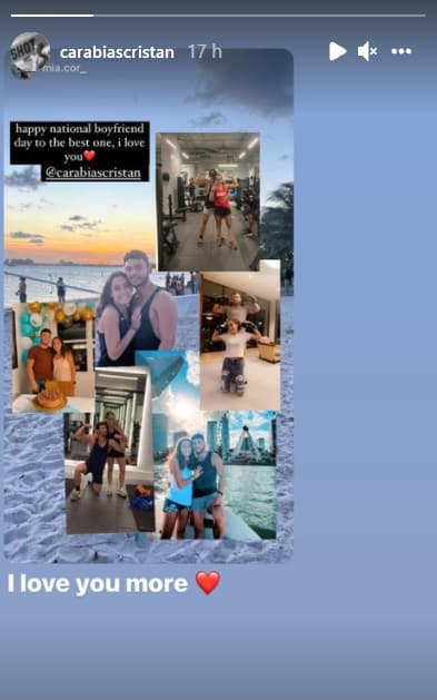 Cristan cuenta con un apartado en esa red social en el que recopila sus momentos de pareja y ahí aparecen varios collages de fotos que le dedica Mia de momentos que han pasado en su noviazgo.