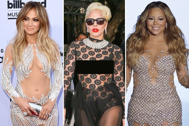 Las transparencias están de moda y estas cantantes bien que lo saben y no pierden la oportunidad de presumir sus cuerpos en esos atrevidos vestidos.