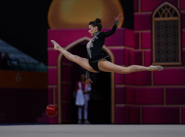 Aleksandra  Sklioutovskaya-Lopez de Puerto Rico durante el 37mo Campeonato Mundial de Gimnasia Rítmica en Baku, Azerbaiyán el 17 de Septiembre de 2019.