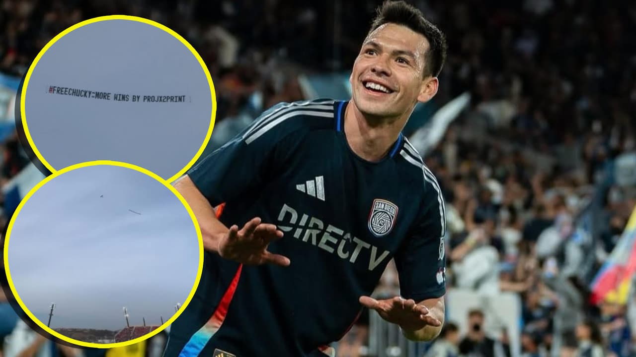 Afición pide regreso de Hirving Lozano con manta aérea en San Diego