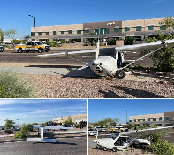 Alrededor de las 7:30 de la mañana del martes, el piloto de una avioneta con dificultades mecánicas realizó un aterrizaje de emergencia en Glen Harbor Boulevard, justo al norte del Aeropuerto Municipal de Glendale.
<br>