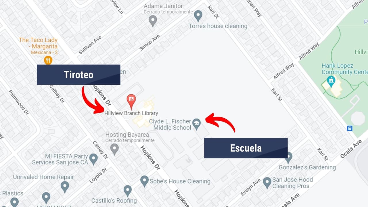 Junto a la biblioteca hay una escuela secundaria y al momento del tiroteo había niños cerca.