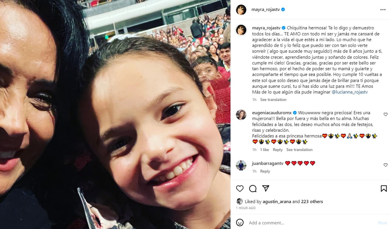 Mayra Rojas celebra una década de vida de su hija adoptiva Lucianna.