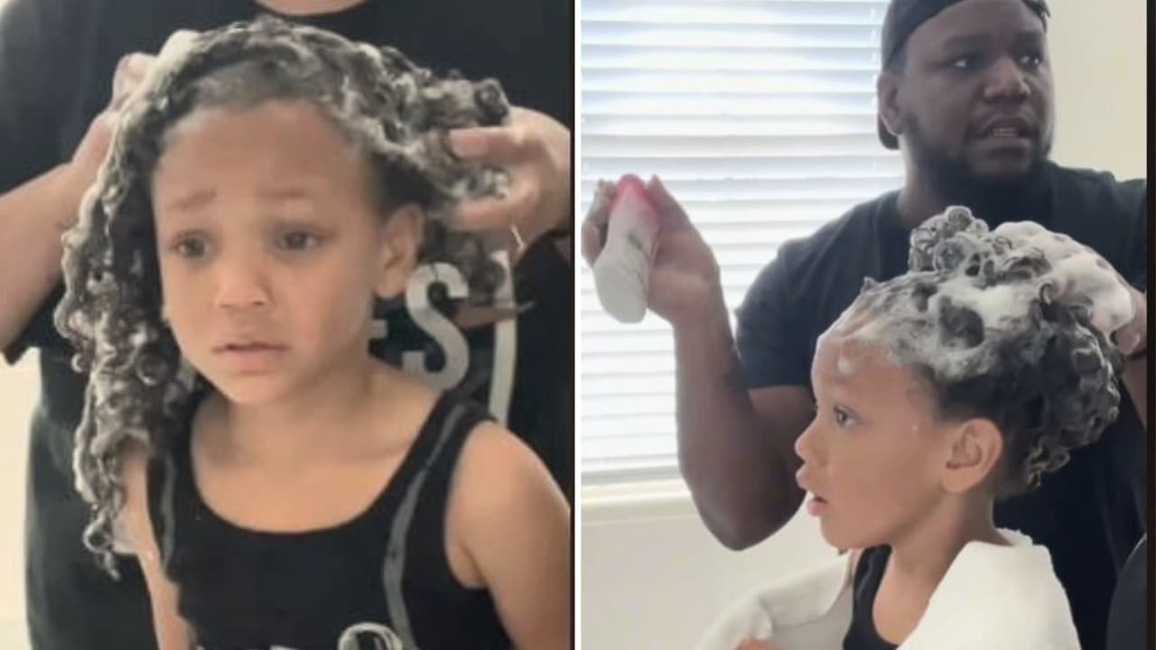 Papá pone depilador en el cabello de su hija y la reacción de la niña se hace viral: ¿se quedó pelona?