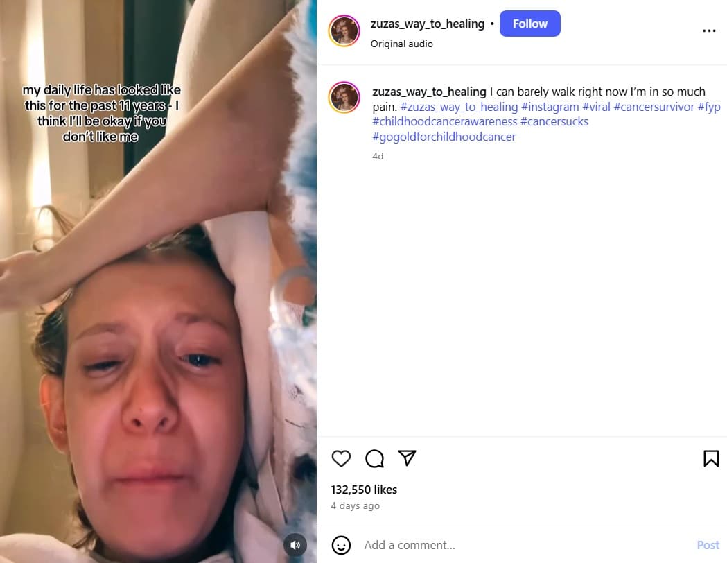 Zuza Beine mostró que atravesó momentos difíciles debido al cáncer.