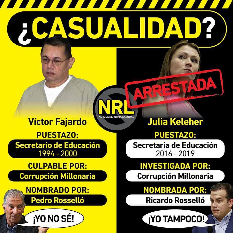 "Reitero que nuestra administración no tolerará la corrupción y que todo aquel que falle a la confianza deberá pagar con todo el peso de ley. Asimismo, reitero el llamado de colaboración con las agencias de ley y orden que trabajan en estos casos", manifestó Rosselló en un comunicado.