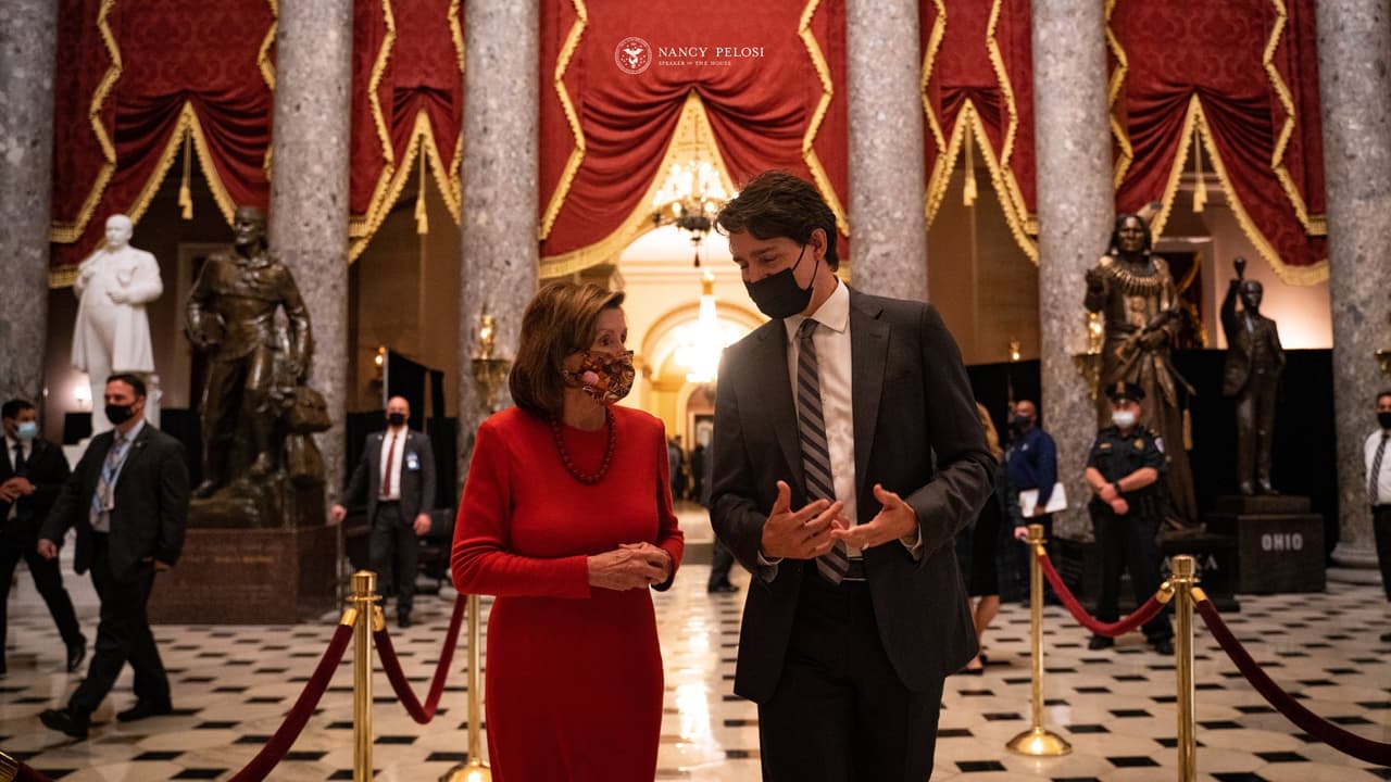 Reunión de Nancy Pelosi con Justin Trudeau en el Capitolio