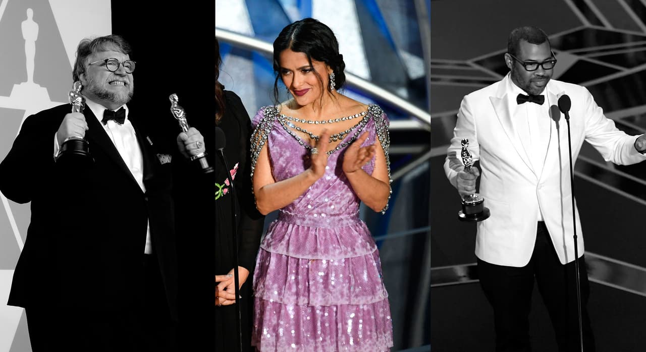 Guillermo del Toro, Salma Hayek y Jordan Peele, entre los protagonistas de los premios Oscar, que utilizaron sus discursos para hacer declaraciones sociales y políticas.
<br>