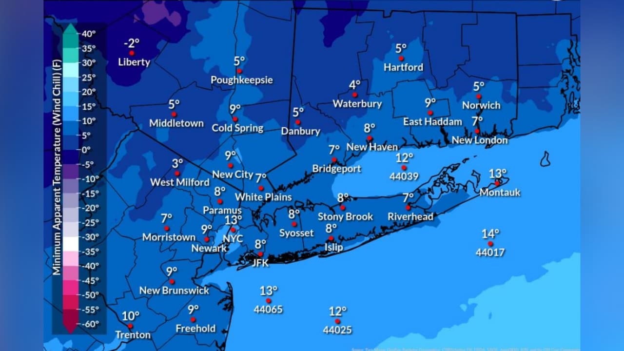 Los vientos traerán sensaciones térmicas de un dígito durante la noche del miércoles.