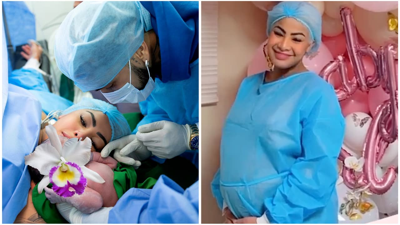 Anuel estuvo en el quirófano con Yailin durante el nacimiento de su hija: las primeras imágenes de la bebé