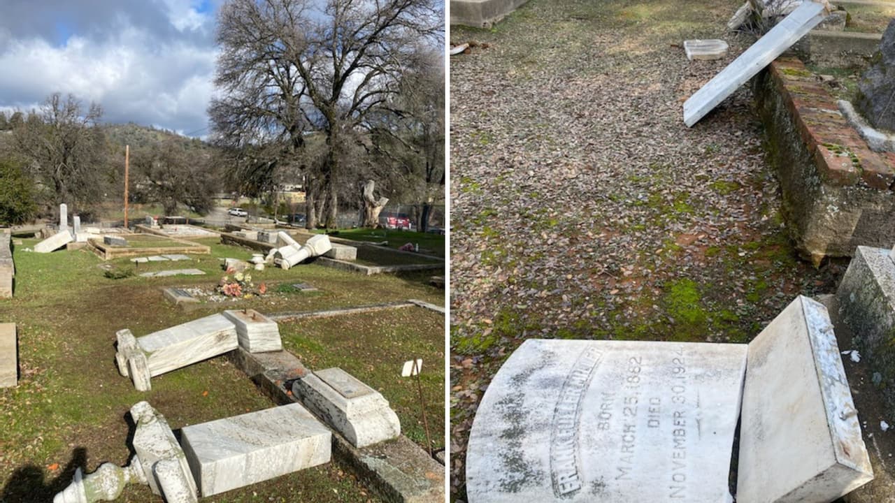 Un hombre es arrestado por destrozar tumbas centenarias en cementerio de Mariposa