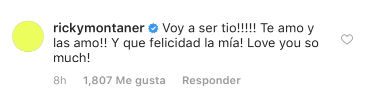 Posteriormente su hermano Ricky hizo lo propio: "¡Te amo y las amo!", le escribió a Joy Huerta.