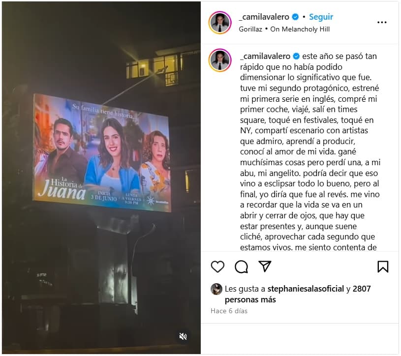 Camila Valero reflexionó sobre lo "significativo" que fue el 2024 para ella, incluyendo la muerte de su bisabuela, Silvia Pinal.