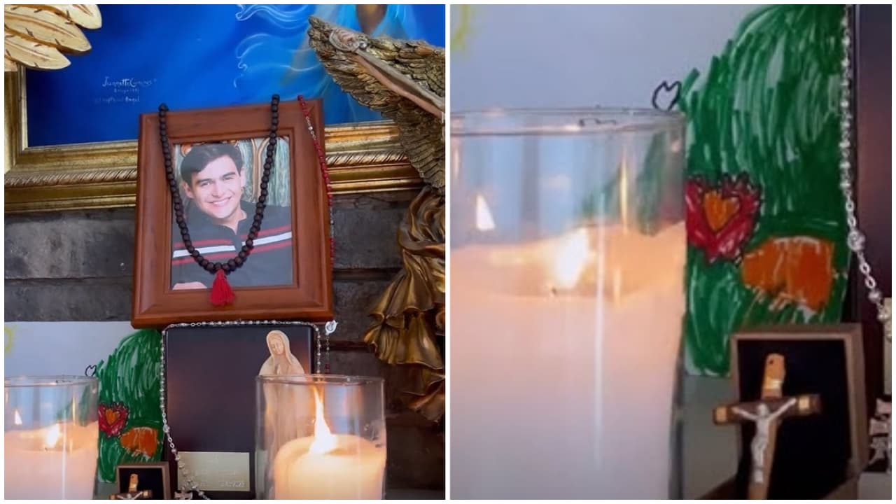 Al lado de la urna se aprecia el último regalo que el pequeño José Julián le dio a su padre.