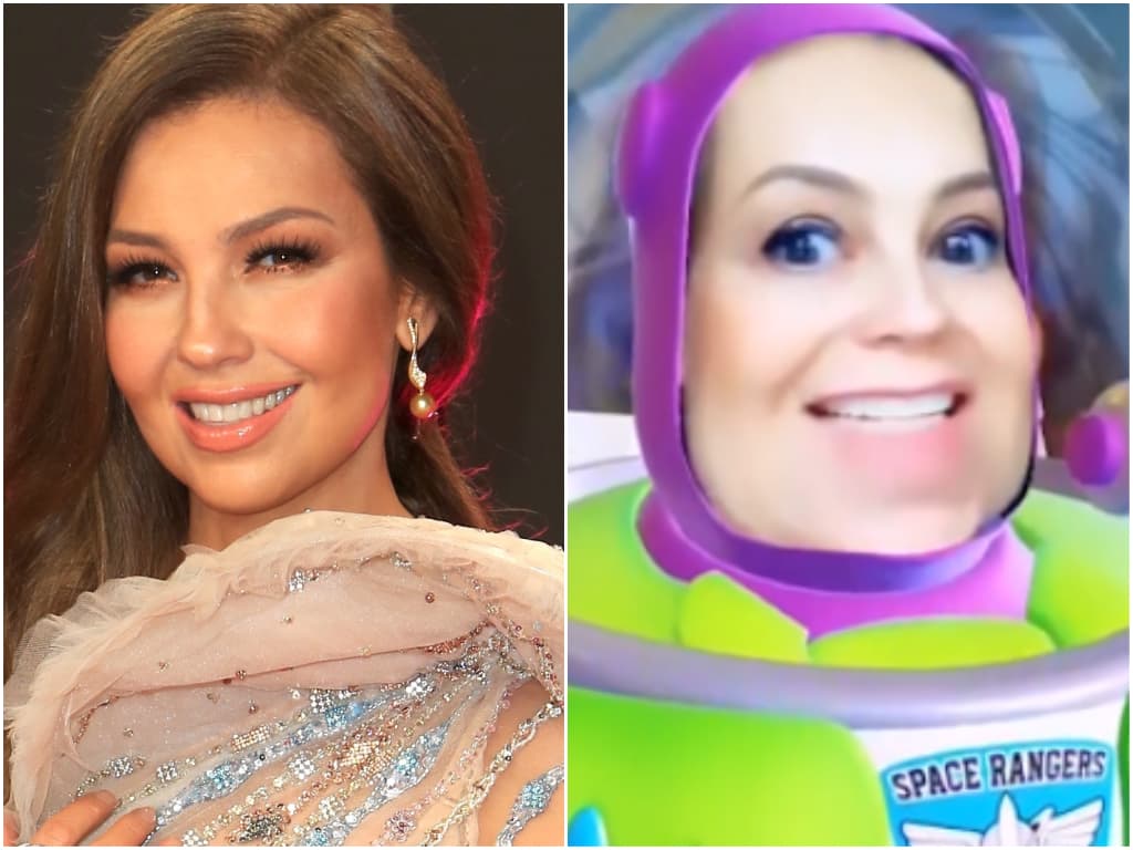 Thalía arrasa al infinito y más allá después de imitar a Buzz Lightyear