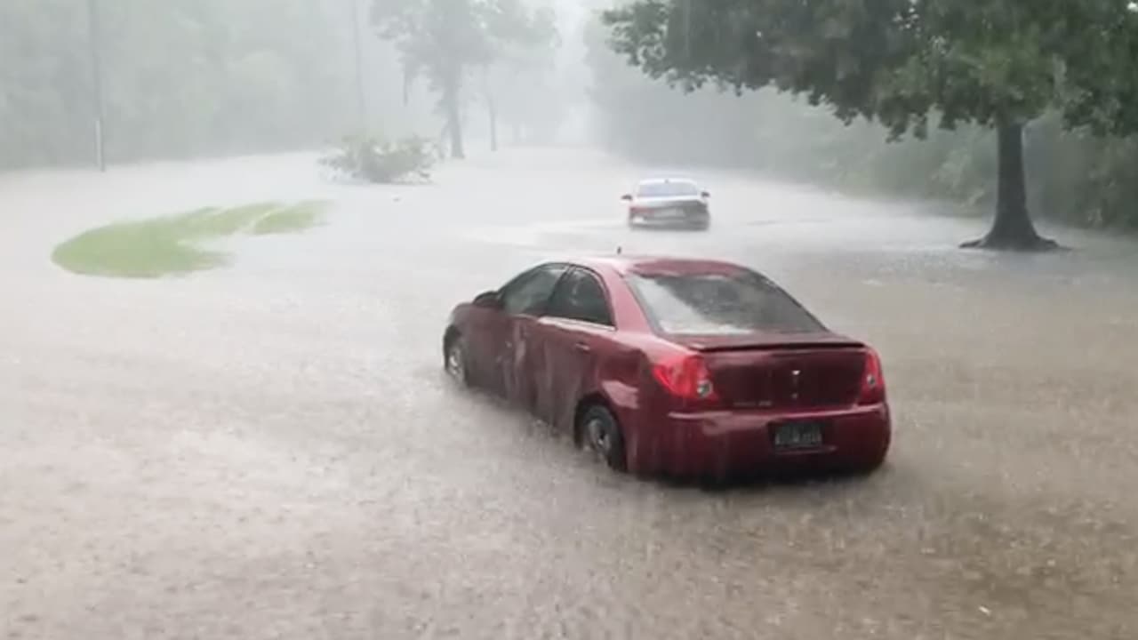 Decenas de vehículos se quedaron varados en las calles en Kingwood.