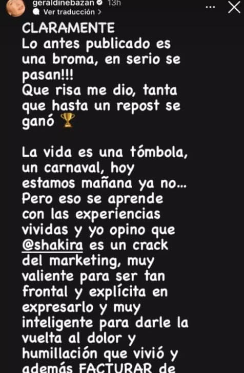 "Claramente, lo anterior publicado es una broma. En serio, se pasan. Que risa me dio: tanta, que hasta un 'repost' se ganó", mencionó. 
<br>