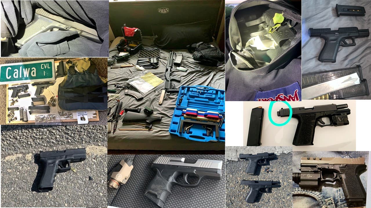 Armas decomisadas en este caso.