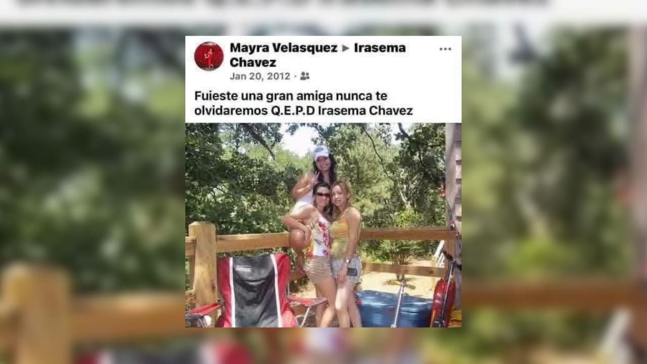 El medio mexicano Milenio publicó una captura atribuida a un mensaje de Facebook de 2012, en el que Mayra Velásquez lamentaba la muerte de su amiga Irasema Chávez. Sin embargo, N+ Univision 23 DFW revisó las cuentas de ambas mujeres y no encontró la publicación original.