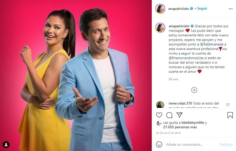 En su Instagram, la presentadora le agradeció a sus seguidores, con quienes compartió que estaba "sumamente feliz con este nuevo proyecto". Les pidió su apoyo y compañía y los invitó a sumarse con ellos en la búsqueda del amor verdadero.