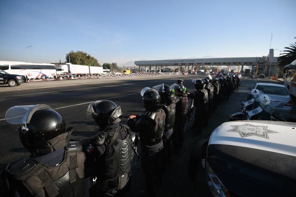 Mexican police and riot troops were deployed to prevent looting and road blocks after the government raiseed gas prices