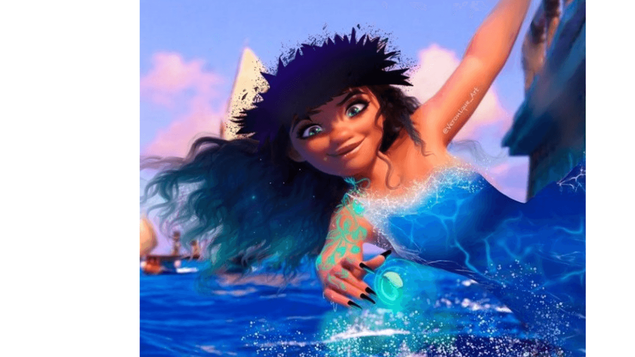<b>Moana</b> se convierte en la más temida del mar, vestida justamente de un atuendo icónico, pues su vestido se encuentra compuesto de las propias aguas marinas.