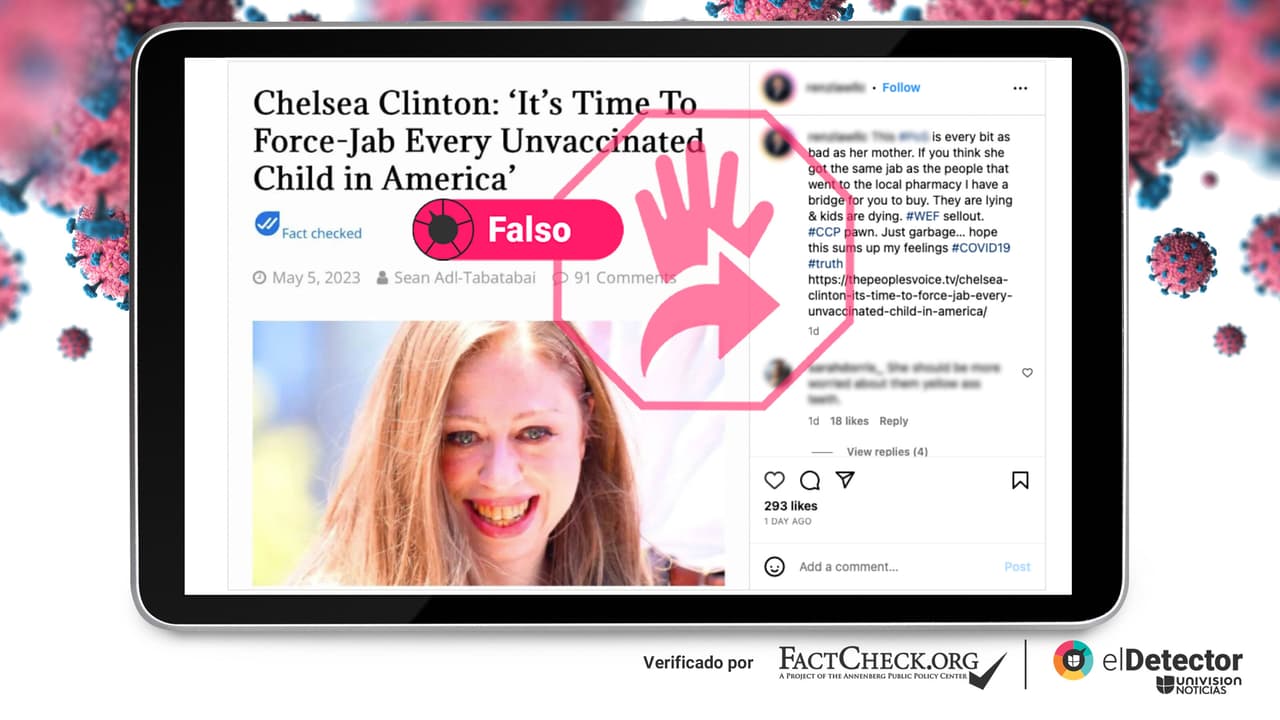 Es falso que Chelsea Clinton haya dicho que “es hora de vacunar a la fuerza a los niños en EEUU”