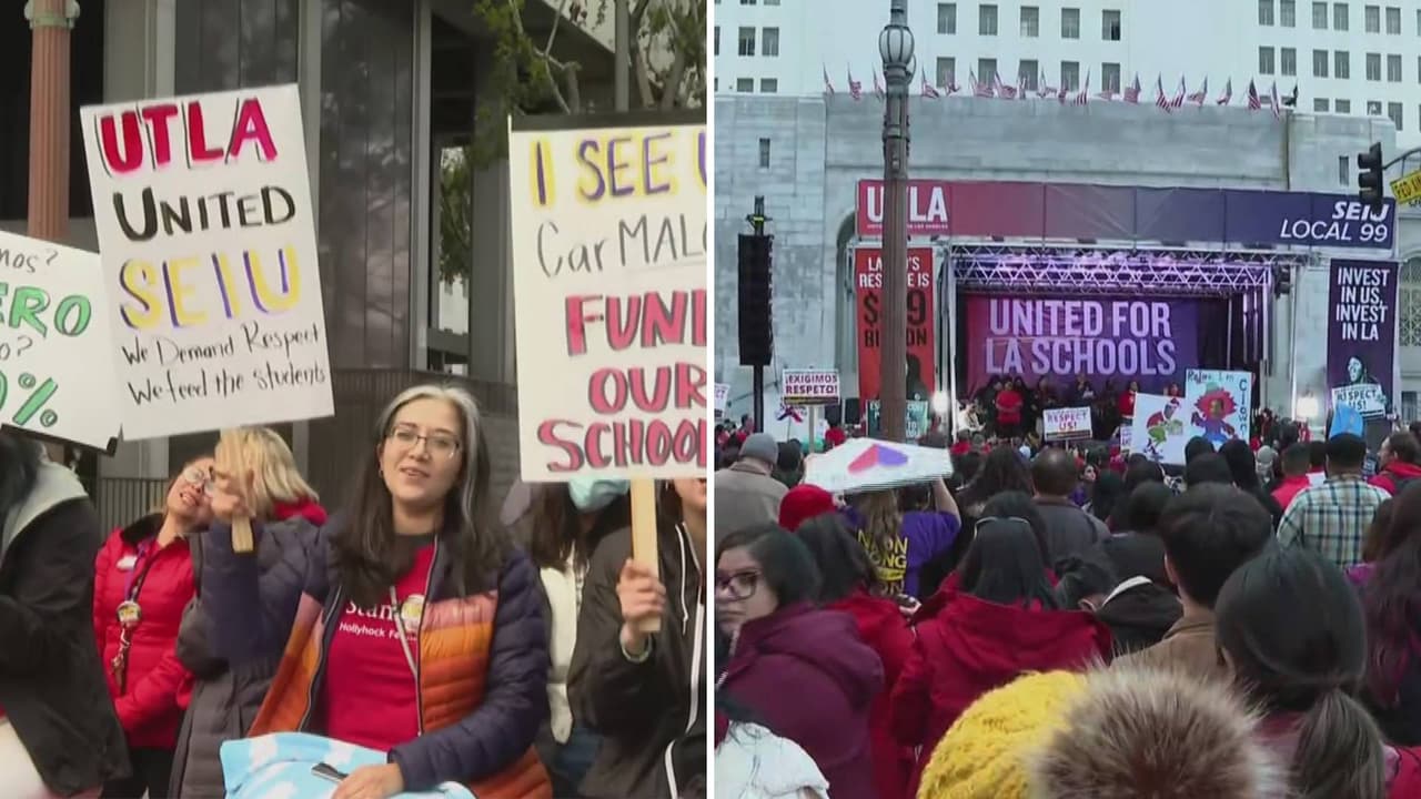 “Era necesario, se necesita un aumento, porque todo está muy caro": Trabajadores comienzan huelga en el LAUSD   