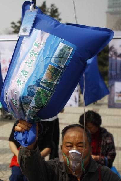 Las bolsas eran del tamaño de una almoada y el aire puro estaba certificado.