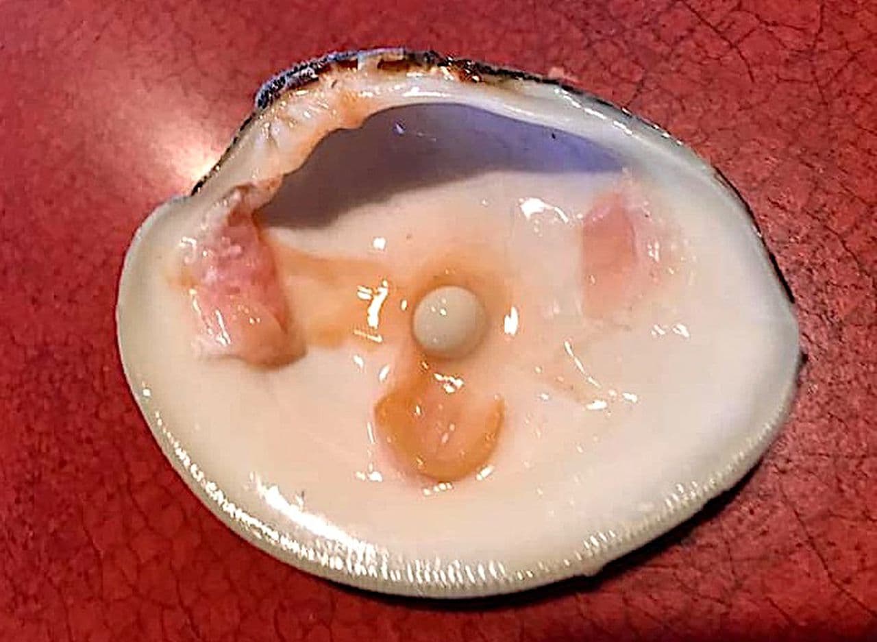 Pero mientras Michael estaba ocupado terminando su última almeja, se encontró con una perla de 8,8 milímetros de ancho.