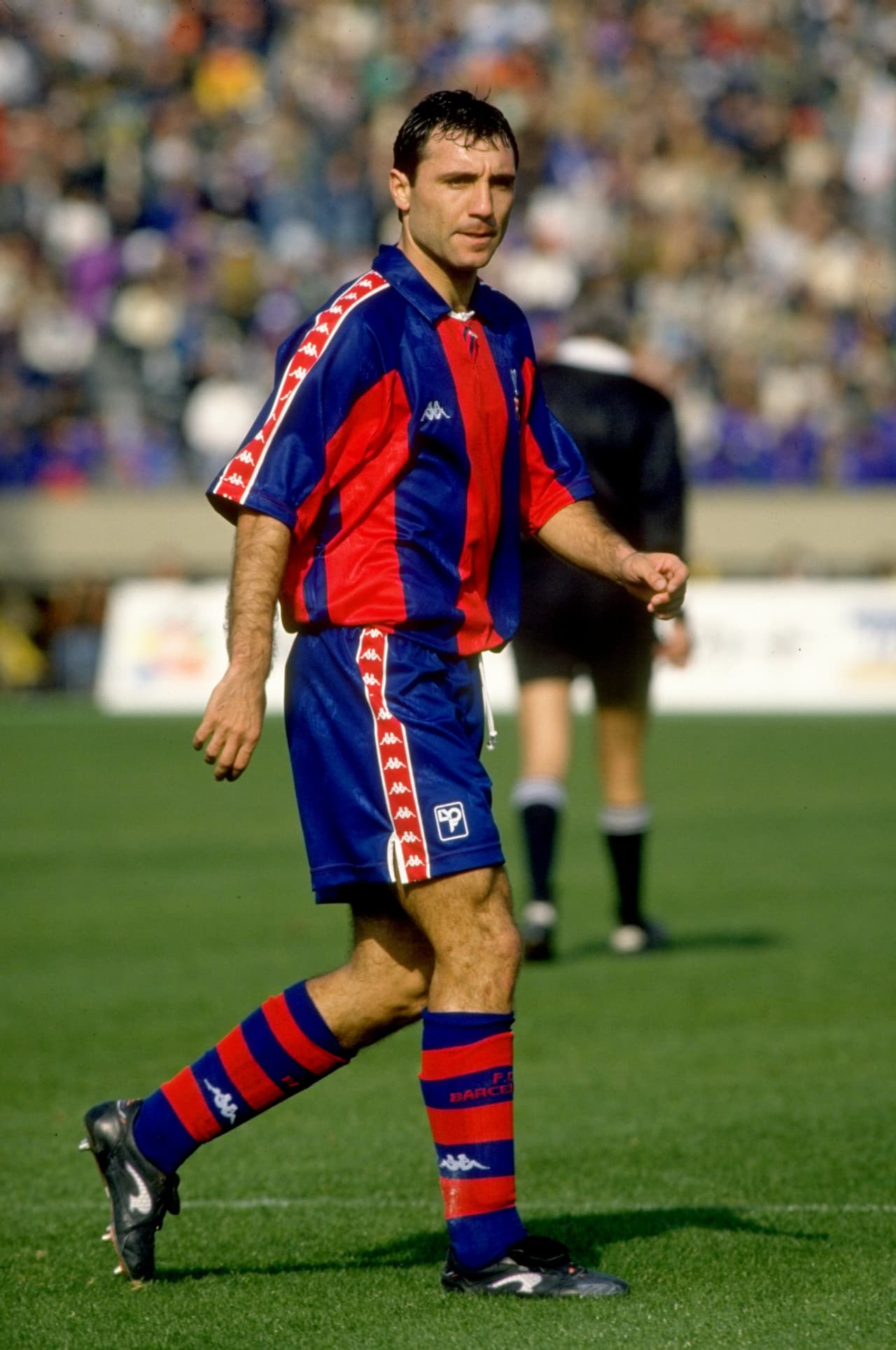 13 Dec 1992: Hristo Stoichkov of Barcelona takes a rest during a Toyota European Cup match against Sao Paulo. Sao Paulo won the match 2-1. \ Mandatory Credit: Shaun Botterill/Allsport