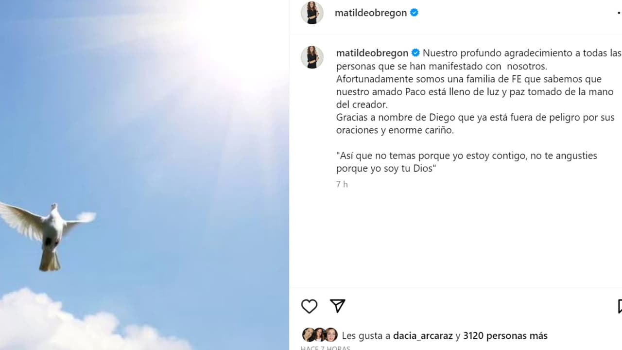 Este fue el mensaje con el que la periodista mexicana Matilde Obregón confirmó la trágica muerte de uno sus hijos.
