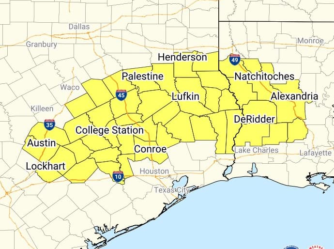 Emiten vigilancia de tornado para varios condados de Texas