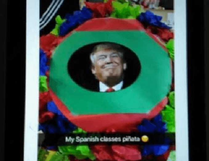 Piñata con la foto de Donald Trump