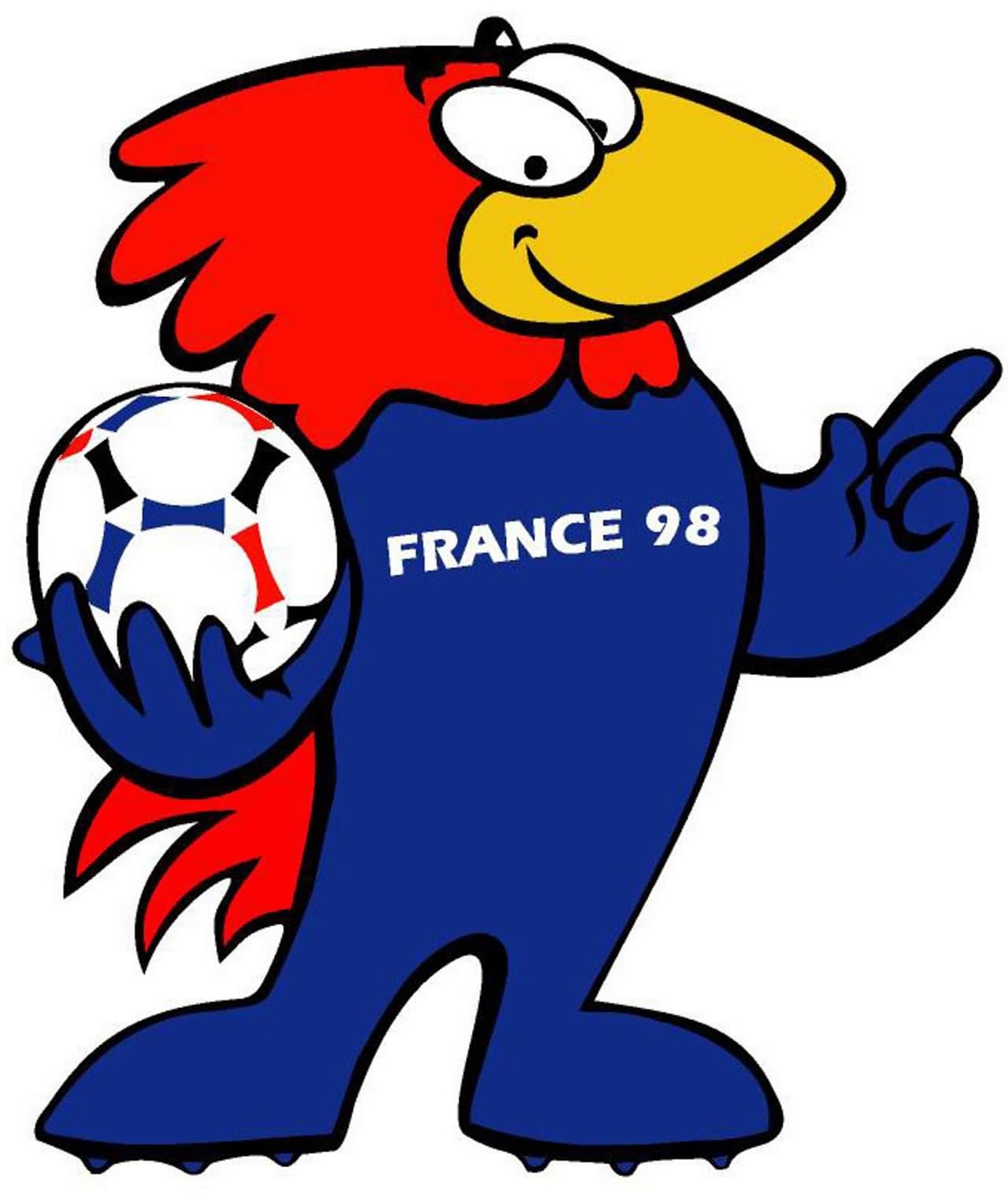 <b>Francia 1998 - </b>Footix es un gallo futbolista con los colores característicos de la bandera francesa. Además, el animal es un símbolo en el país.