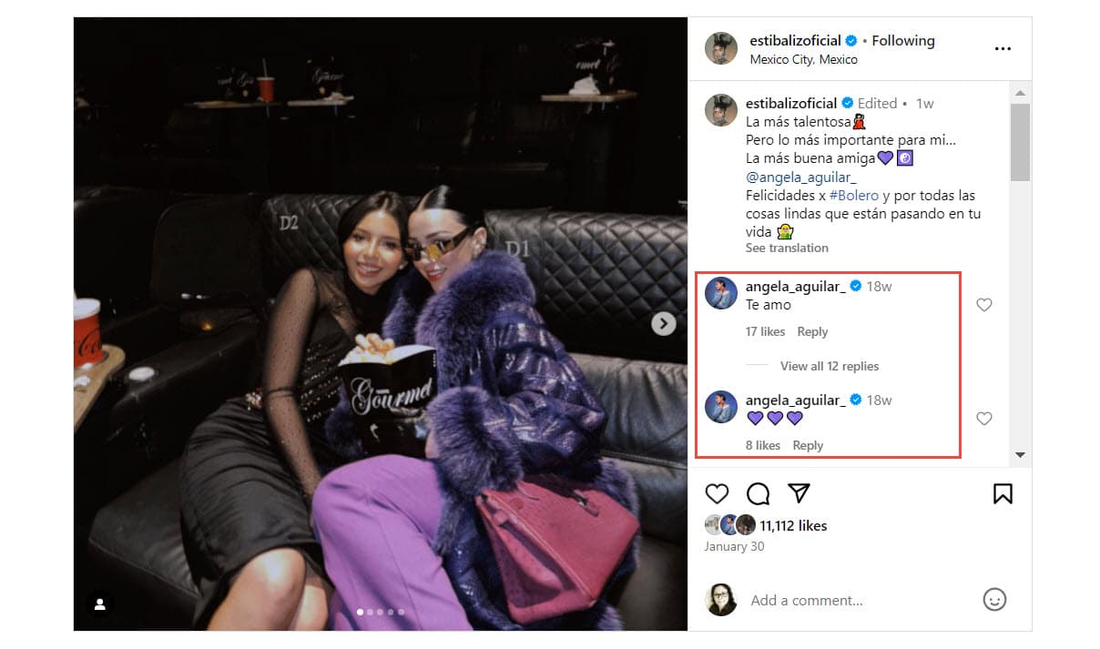 Ángela Aguilar y Estibaliz Badiola.