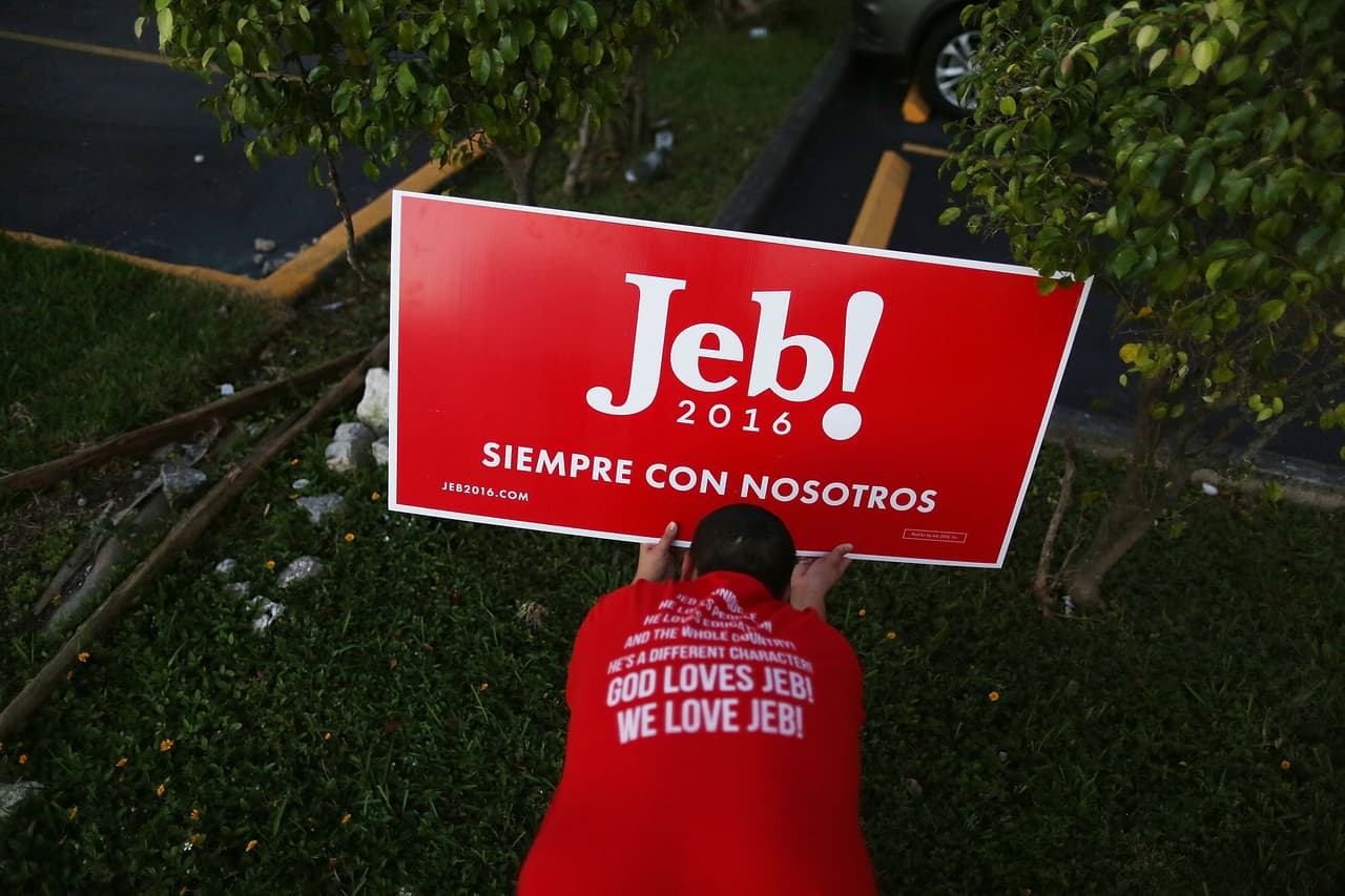 Simpatizante de Jeb Bush en Hialeah, Florida