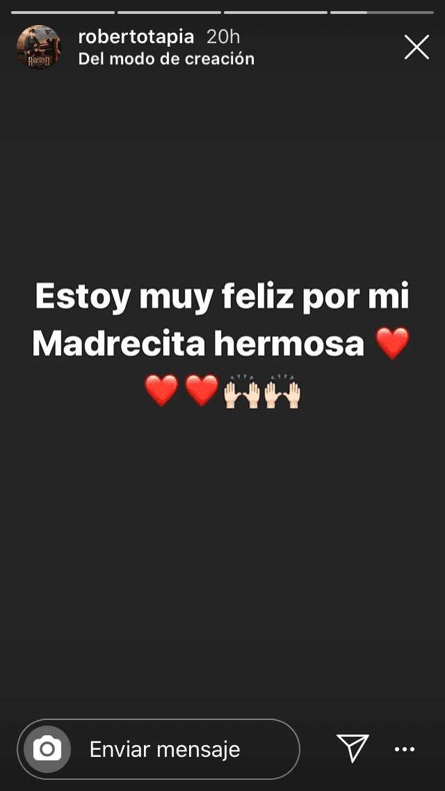 También mostró su alegría por la recuperación que ha mostrado su madre: "
<b>Estoy muy feliz</b> por mi madrecita hermosa".
<br>