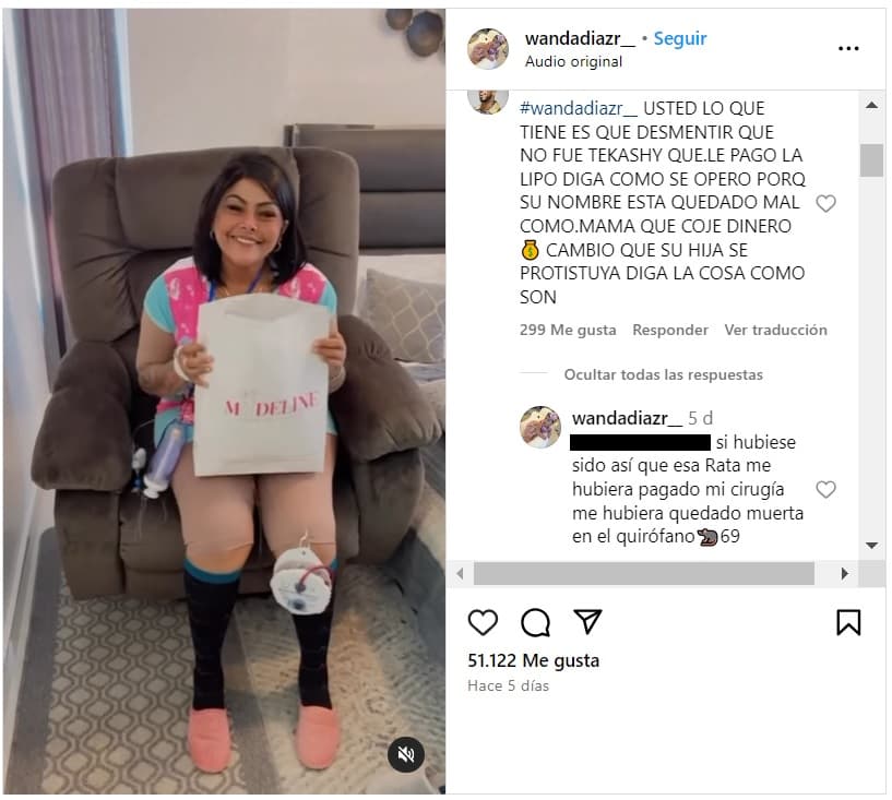 Mamá de Yailin, Wanda Díaz, aseguró que Tekashi no pagó su cirugía estética.