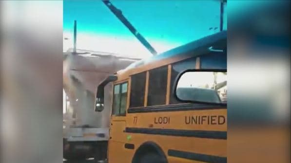 Por pocas pulgadas este camión escolar no choca con un tren